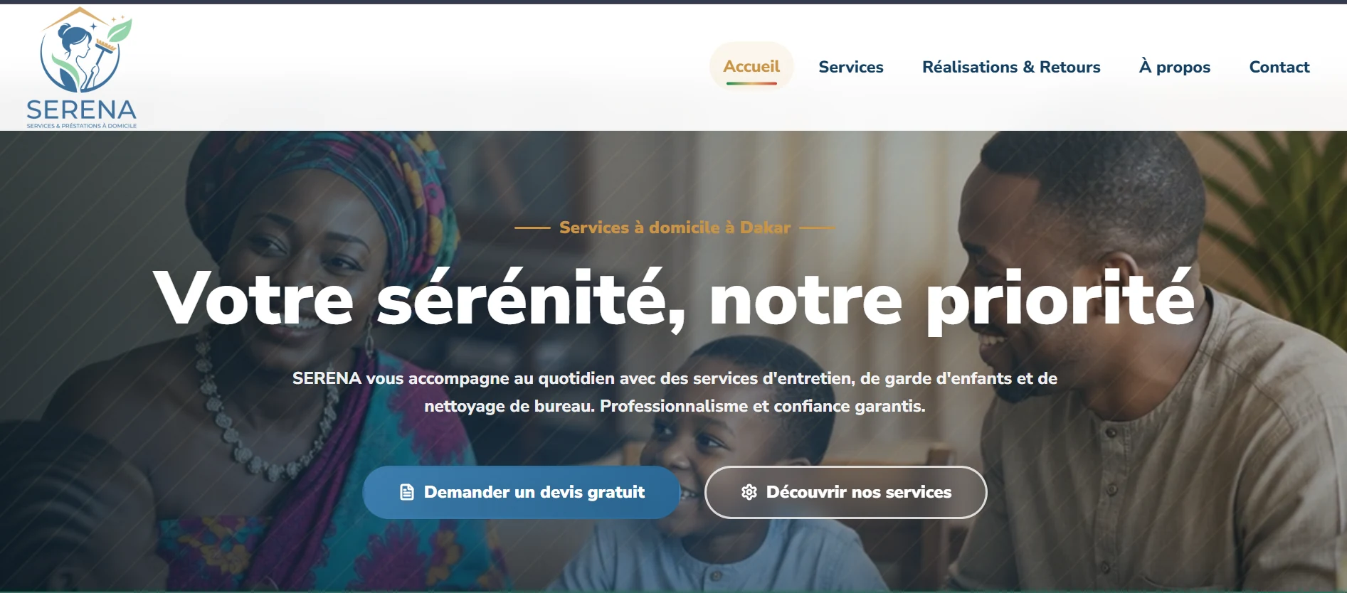 Aperçu du site Serena