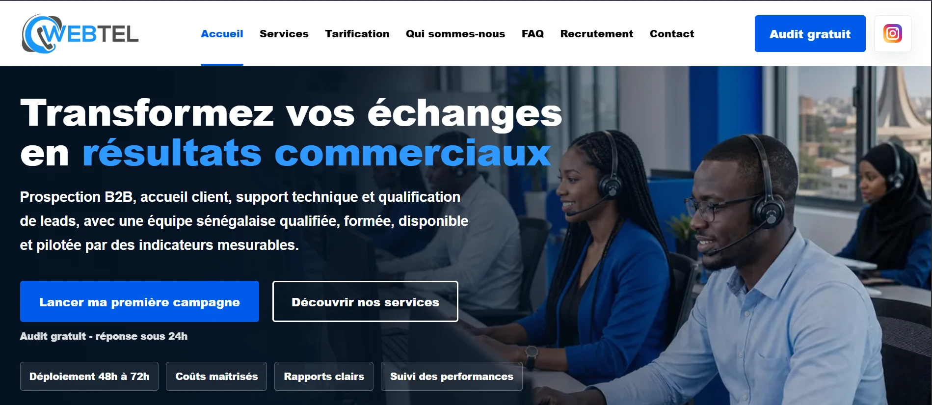 Aperçu du site Webtel